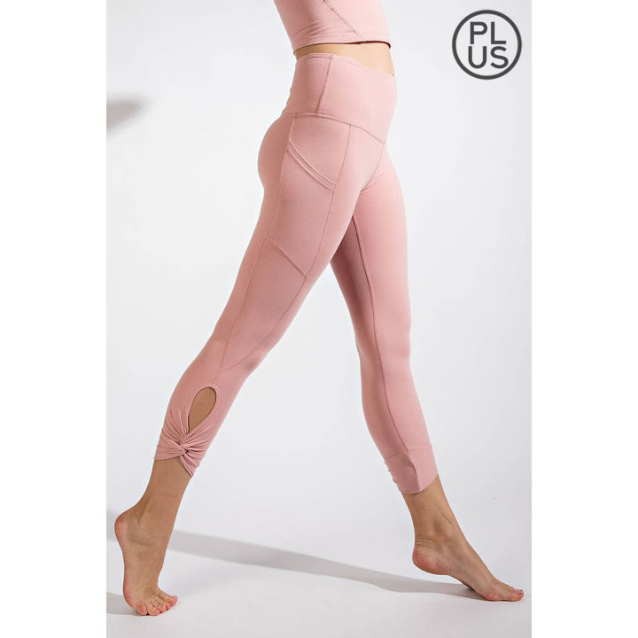 RAE MODE PLUS SIZE CAPRI KEYHOLE YOGA LEGGINGS - DESERT SUN