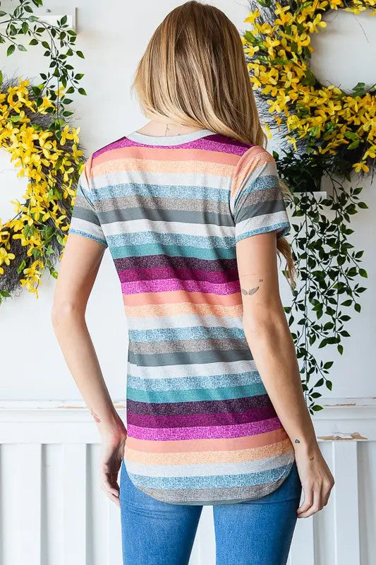 MULTI COLOR STRIPE PRINT TOP