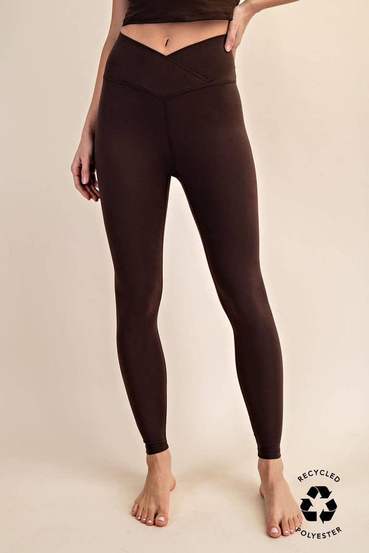 V WAIST FULL LENGTH LEGGINGS - Espresso