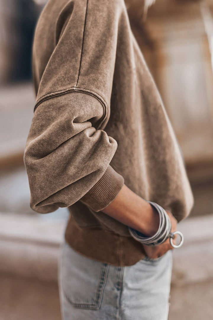 The Effortless Cozy Drop Shoulder Pullover - Brown