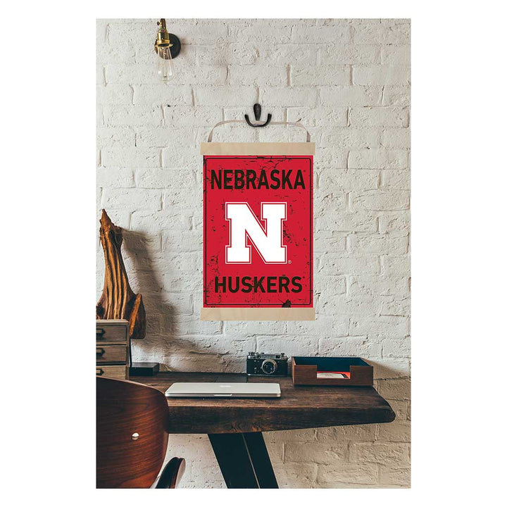 Reversible Banner Faux Nebraska Cornhuskers