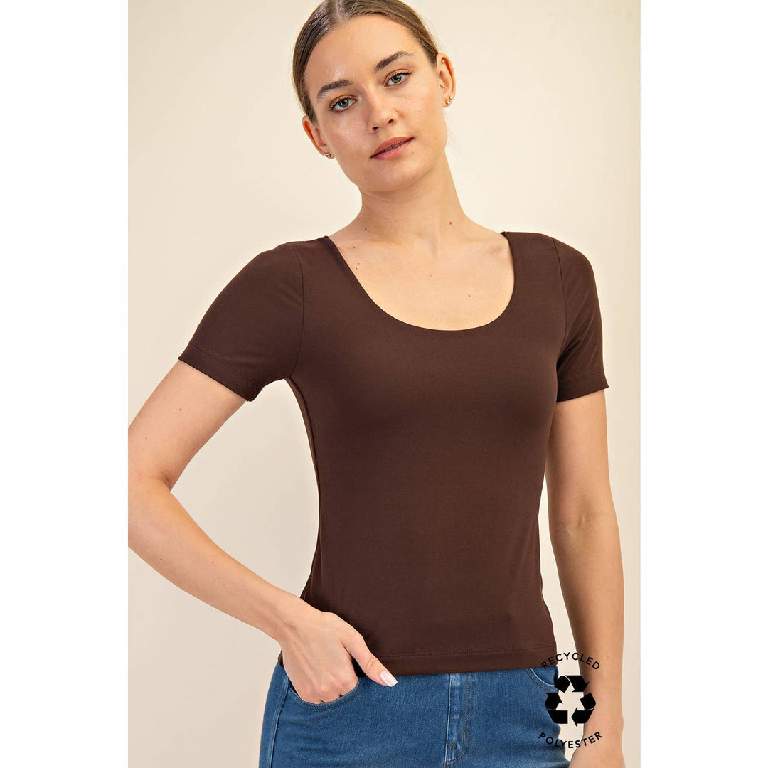 RAE MODE RECYCLED BUTTER ROUND NECK SHORT SLEEVE TOP - 2 COLORS