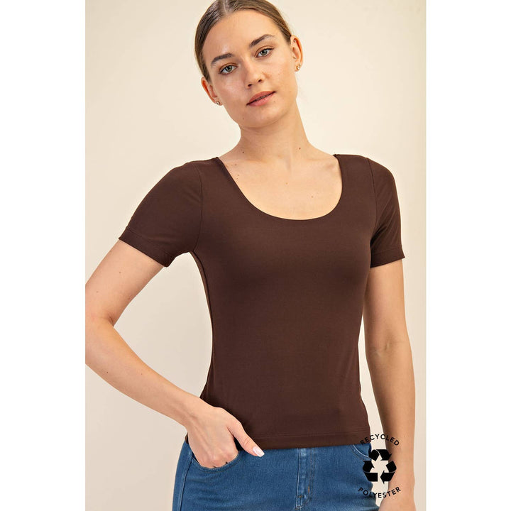 RAE MODE RECYCLED BUTTER ROUND NECK SHORT SLEEVE TOP - 2 COLORS