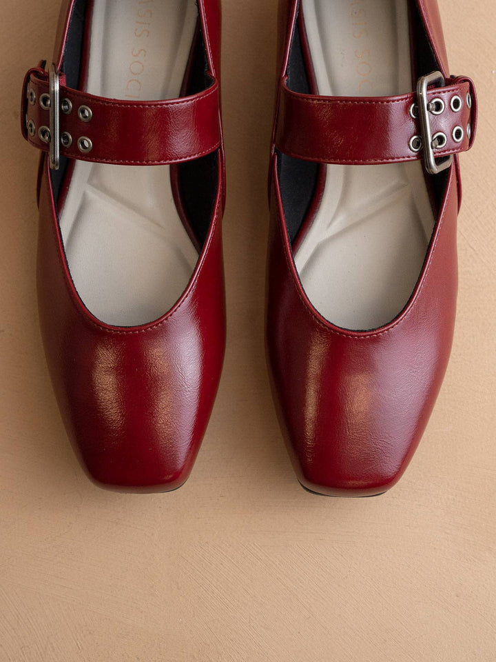 The Soho | Wine Ballet Flat with Buckle