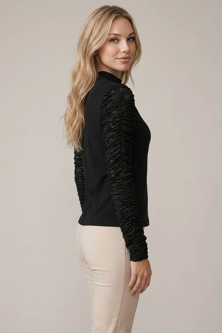 A Little Romance Lace Sleeve Top – Black