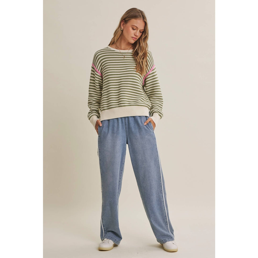 Easy Street Mineral-Wash Denim Track Pants