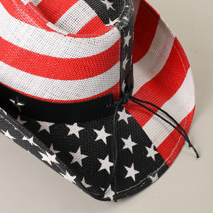 USA American Flag Straw Cowboy Hat