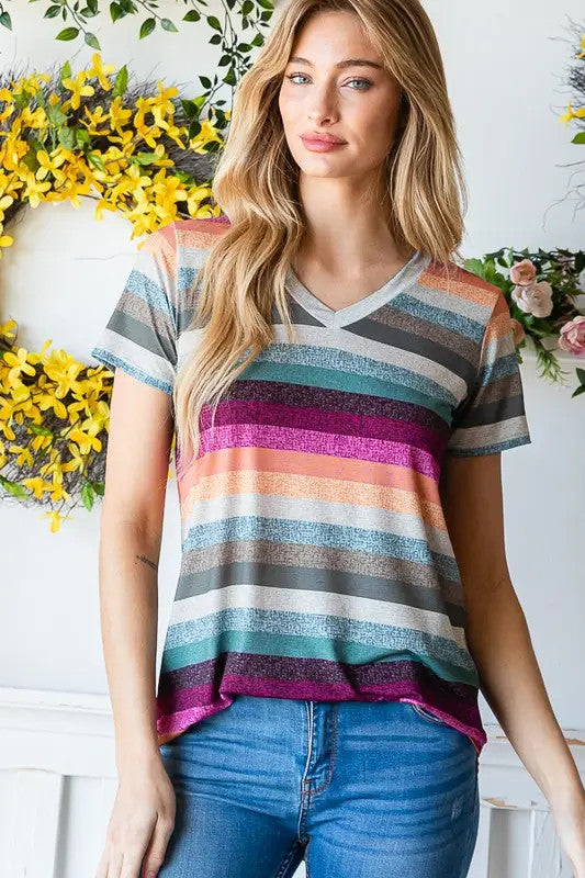 MULTI COLOR STRIPE PRINT TOP