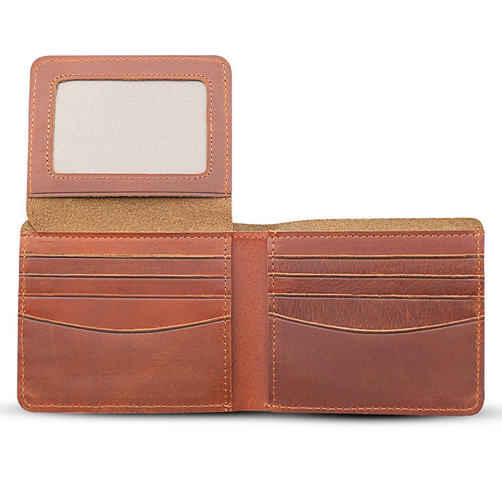 Men's Genuine Leather Wallet with Flap out ID and RFID Technology - 3 colors