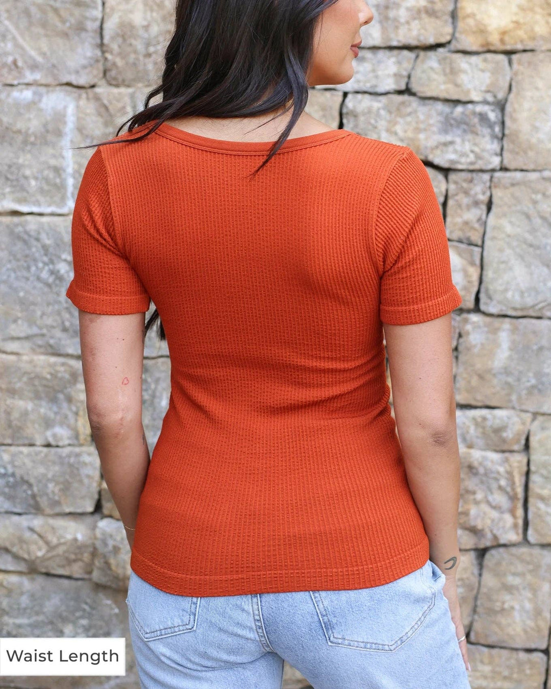 Waist Length Short Sleeve Brami in Ember