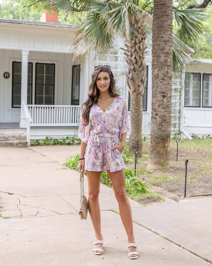 Sweetest Floral Romper in Purple Floral