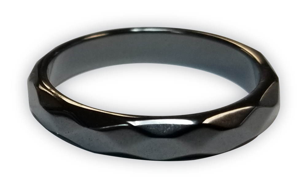 Hangover Ring. Hematite Beveled Thin Band Ring