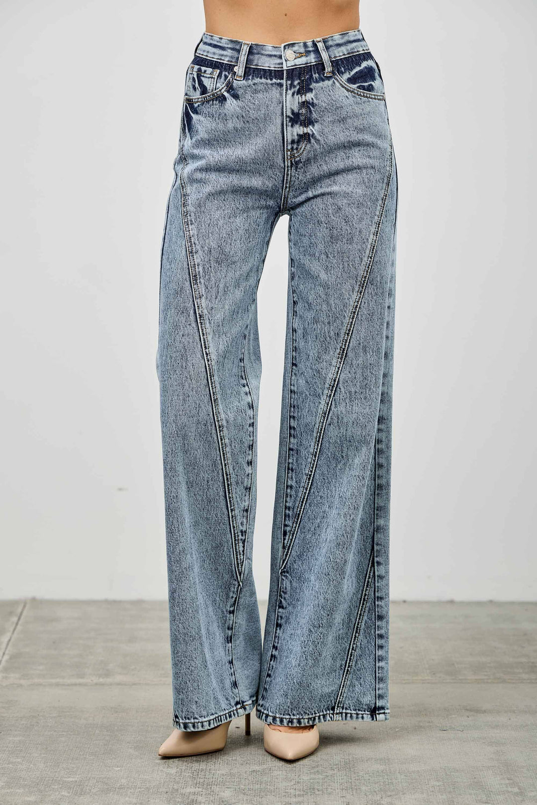 High Rise Relaxed Straight Jean with Seam Detail