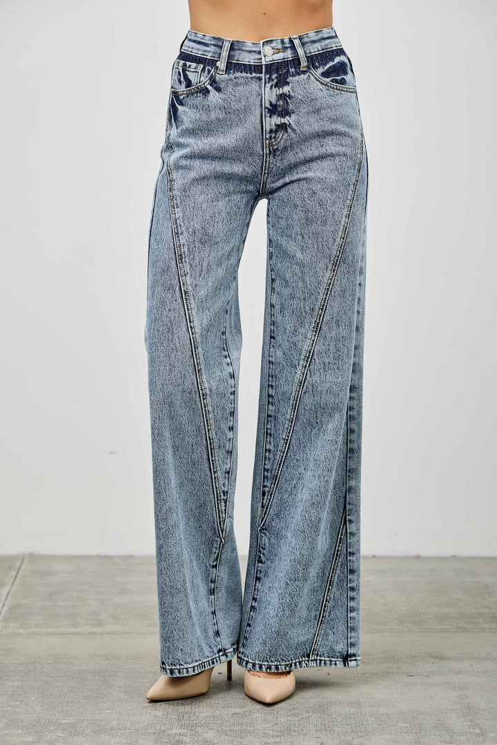 High Rise Relaxed Straight Jean with Seam Detail