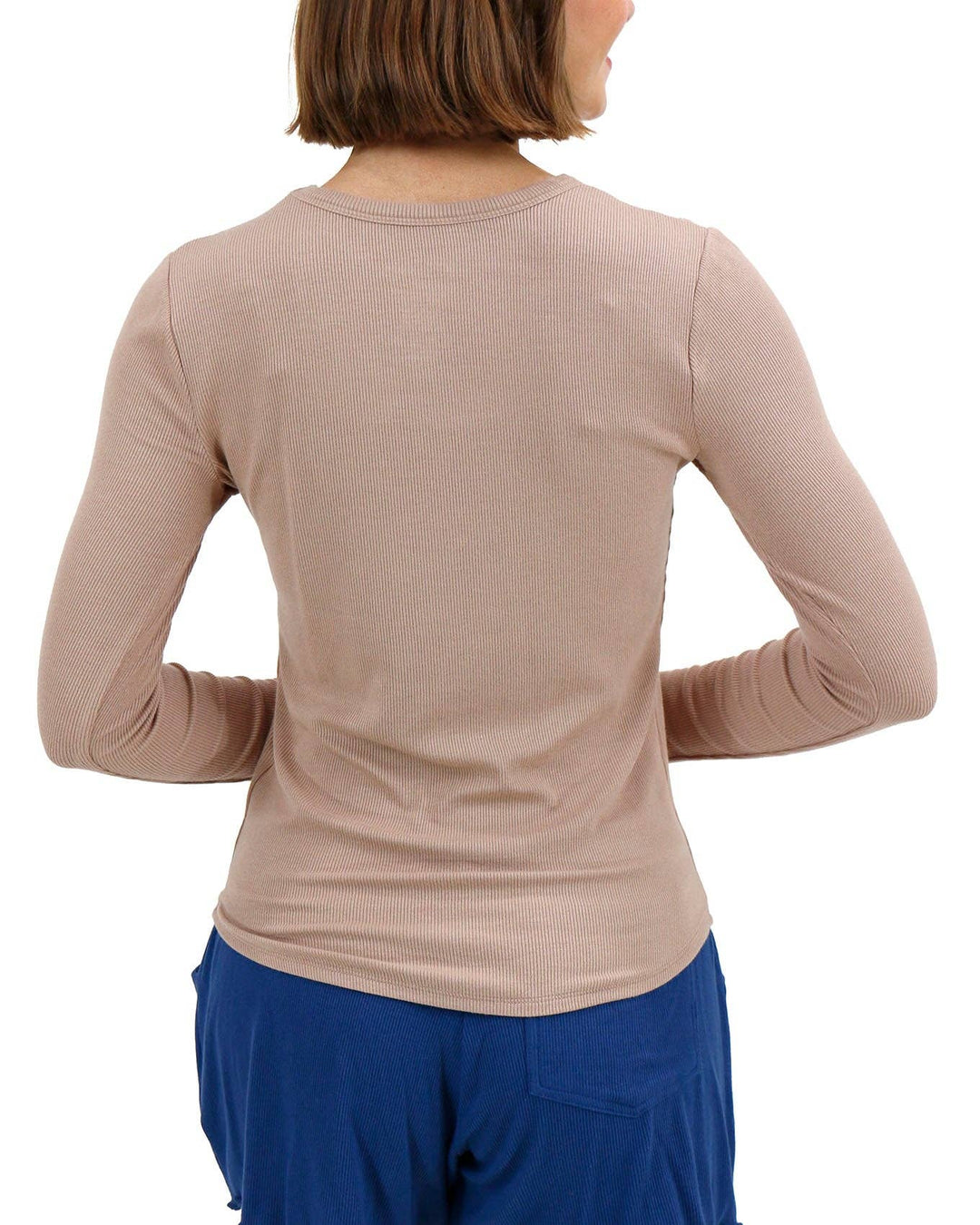 Essential Ribbed Long Sleeve Tee In Nude