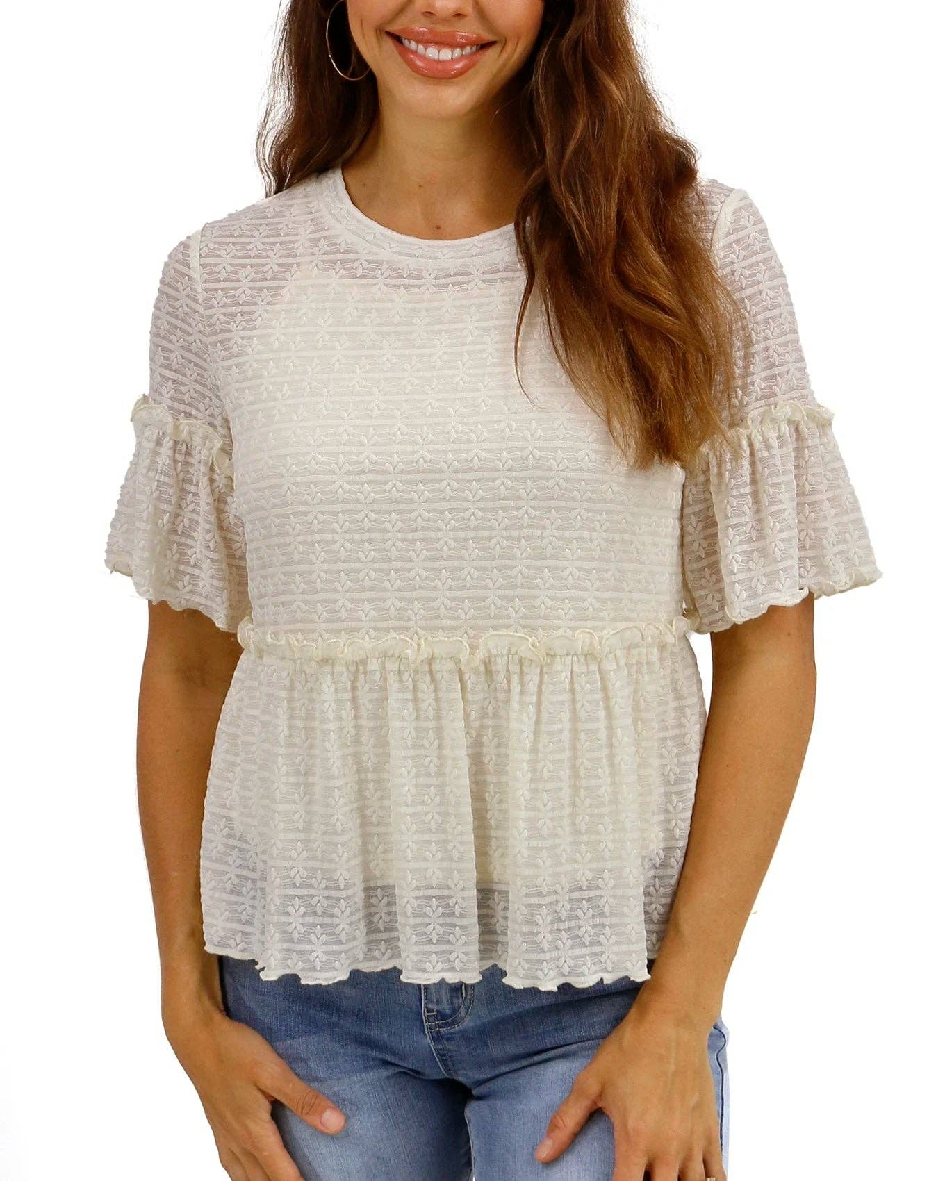 Grace and Lace Stretch Lace Peplum Top in Cream – Sublime Boutique
