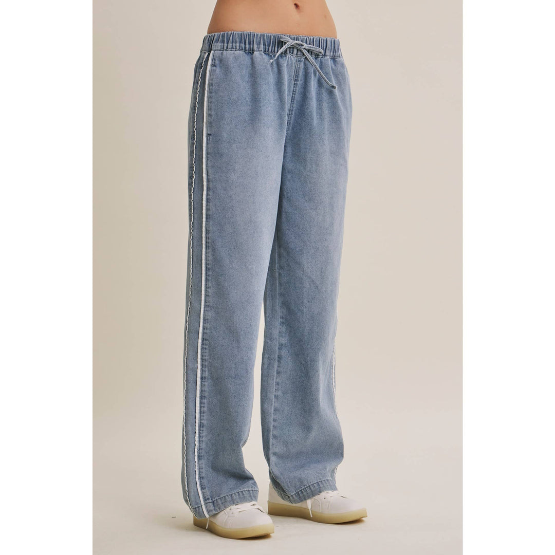 Easy Street Mineral-Wash Denim Track Pants