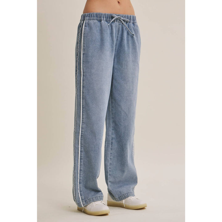 Easy Street Mineral-Wash Denim Track Pants