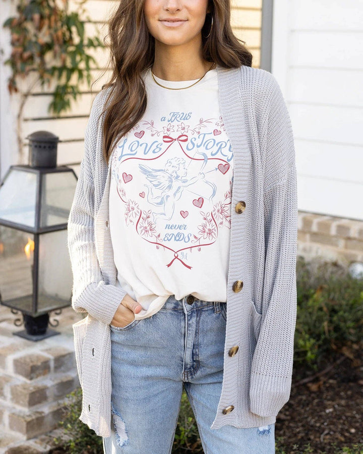 Oversized Comfy Knit Cardigan in Light Grey