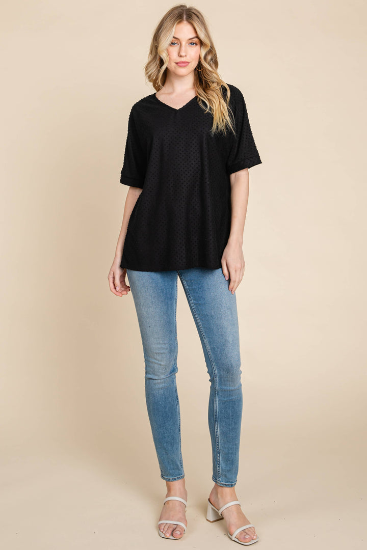 Swiss Dot Blouse - Black