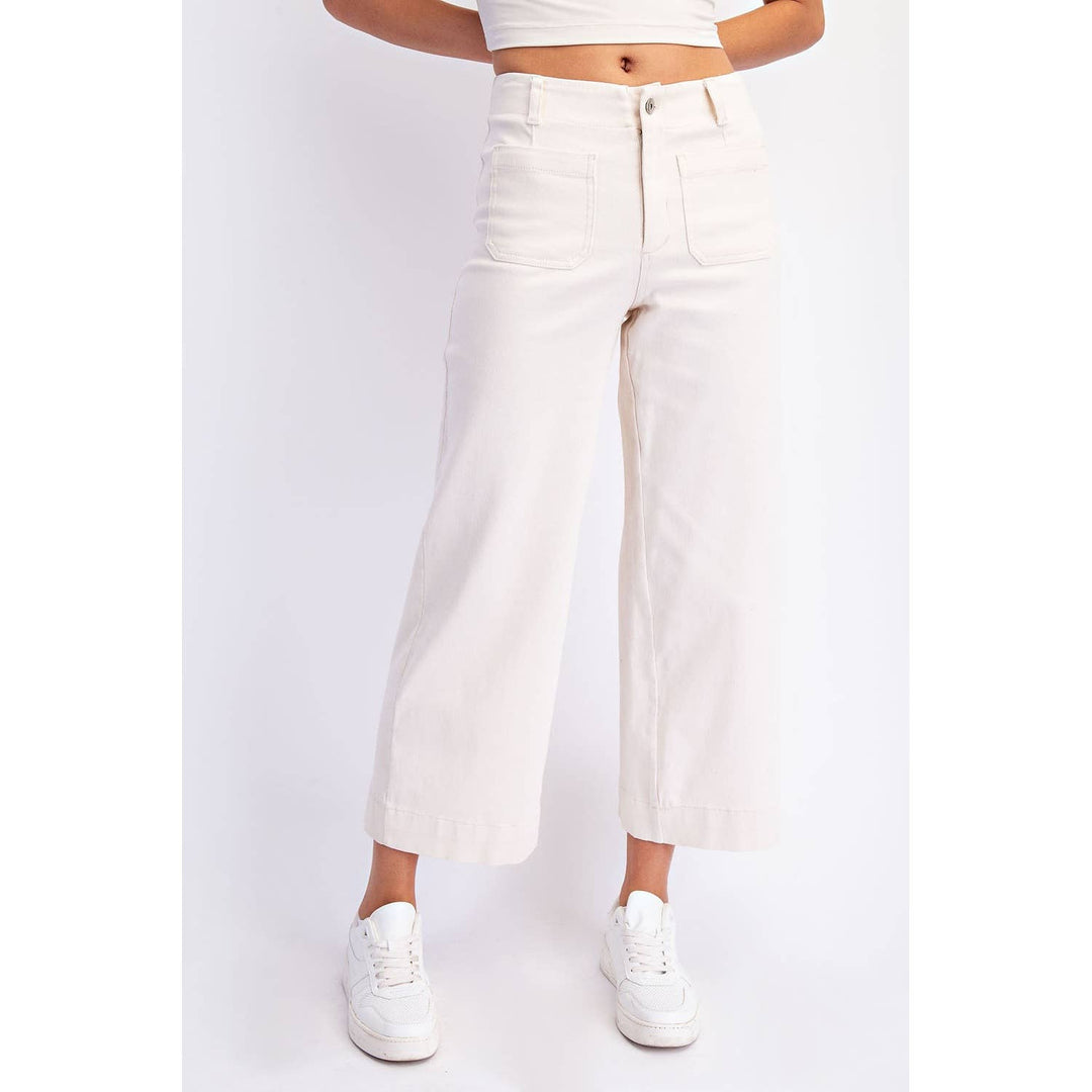 RAE MODE HEAVY COTTON TWILL CROPPED WIDE PANTS - TAUPE