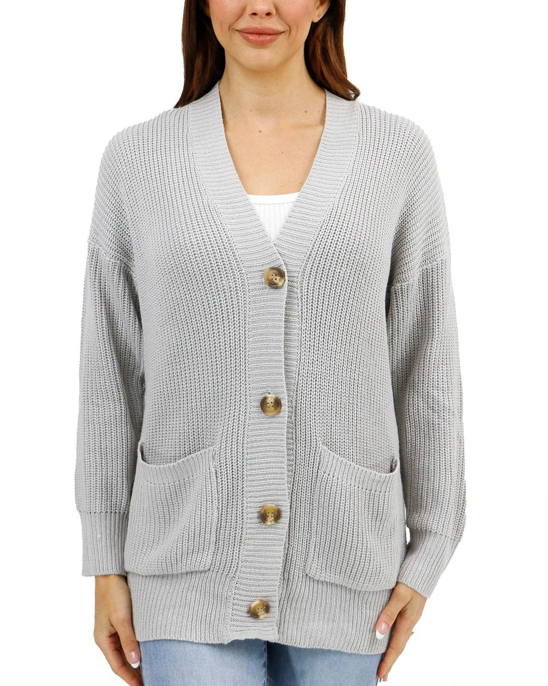 Oversized Comfy Knit Cardigan in Light Grey