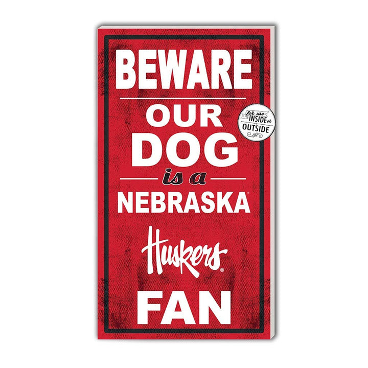 11x20 InOutdoor Sign BEWARE of Dog Nebraska Cornhuskers