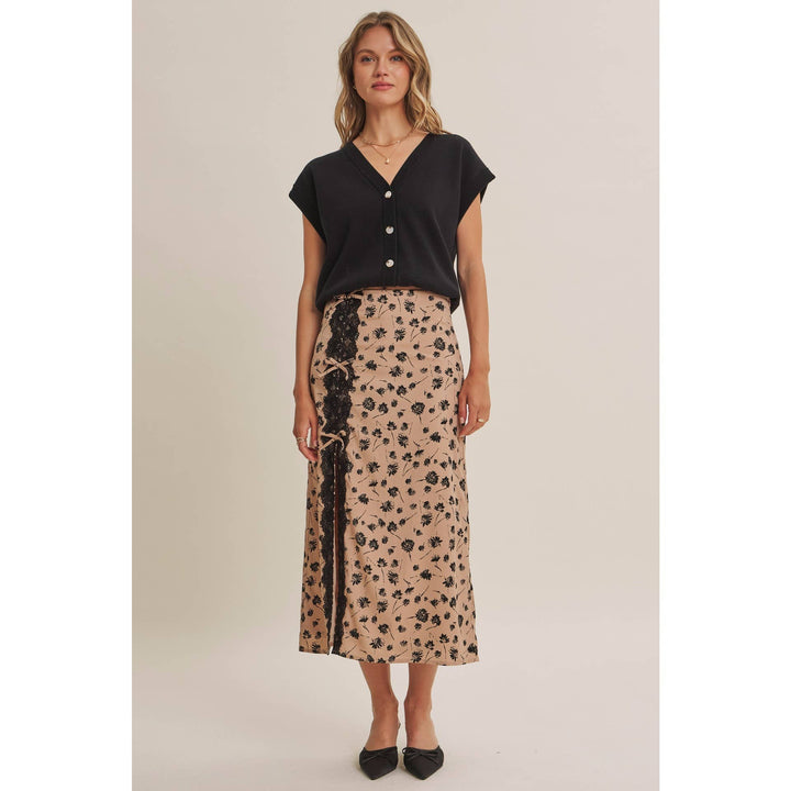 Midnight in Paris Floral Lace Midi Skirt