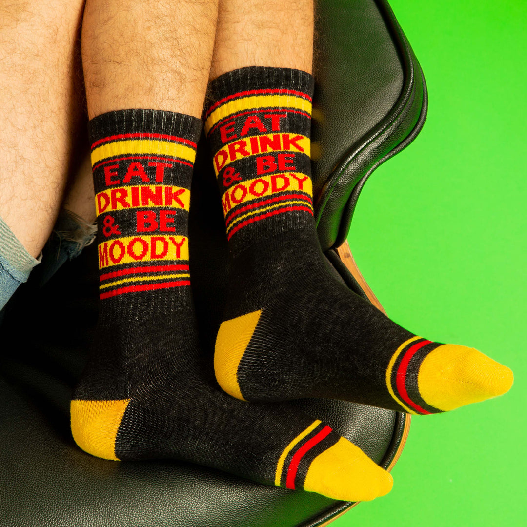 Eat Drink & Be Moody Gym Crew Socks