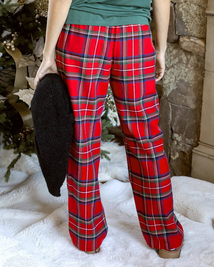 Flannel Christmas Pajama Pants in Red Plaid