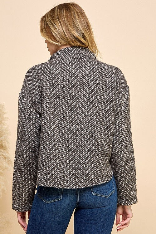 Classic Herringbone Zip Jacket