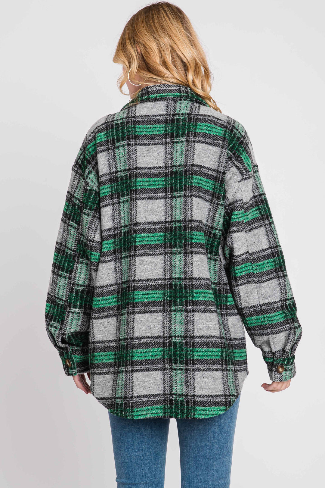 Soft Cozy Plaid Jacket - Green