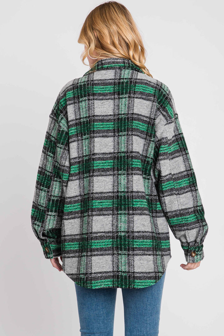 Soft Cozy Plaid Jacket - Green
