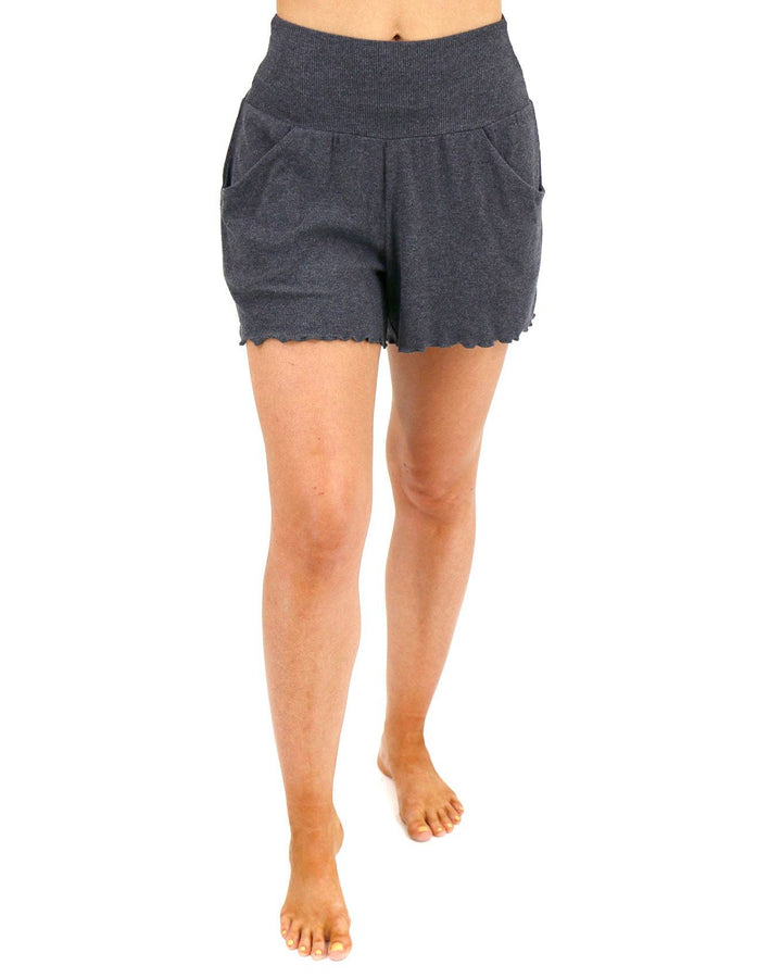 Essential Ribbed Lounge Sleep Shorts In Charcoal