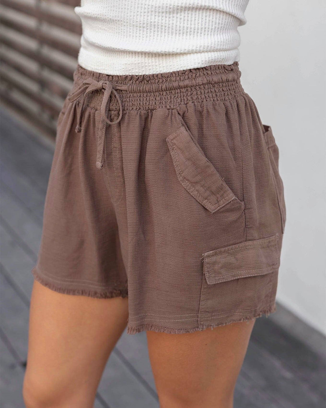 Tencel™ Lyocell Cargo Soft Shorts in Mocha