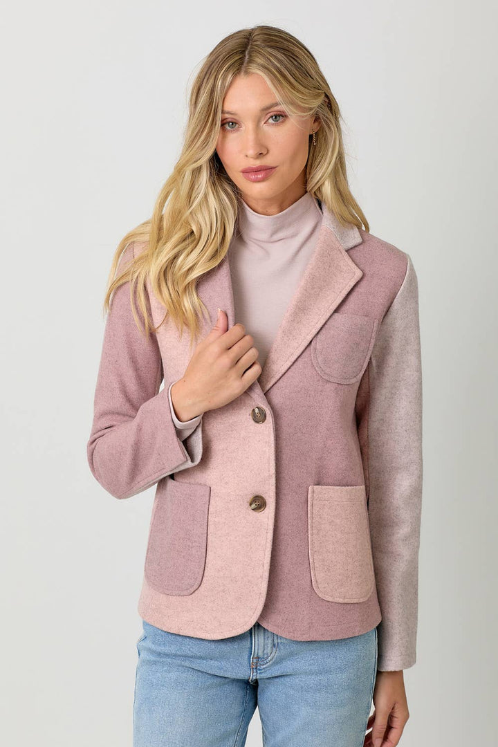 Blush Hour Colorblock Blazer - Winter Rose