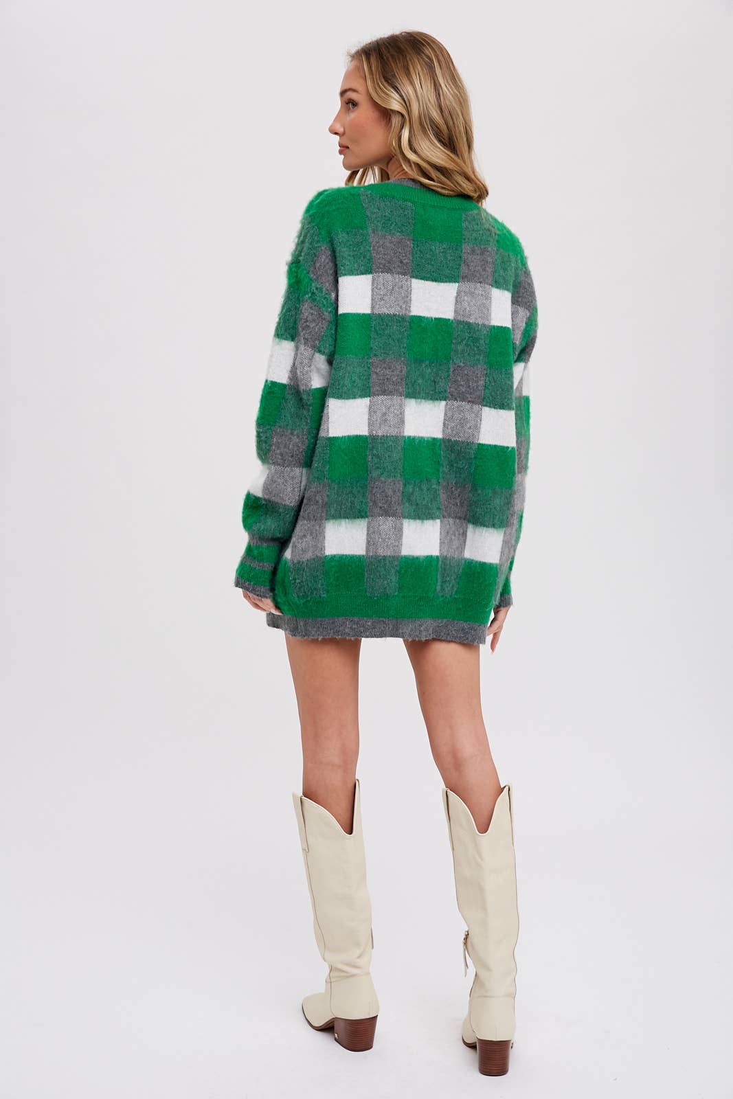 TARTAN PLAID CARDIGAN - Green