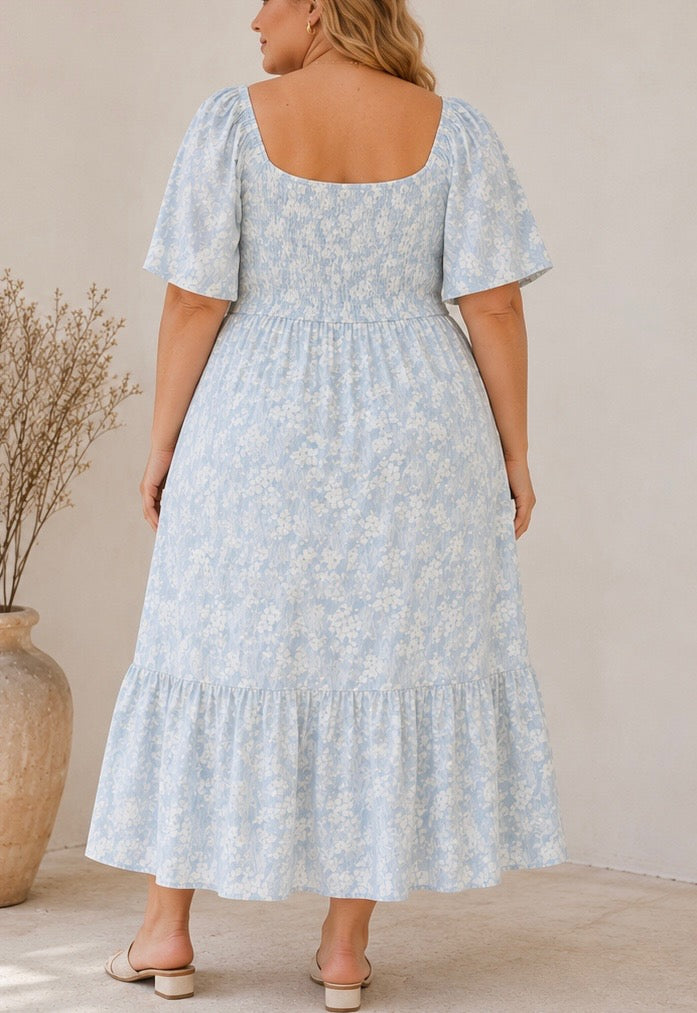 Blue Skies & Blooms Plus Maxi Dress - Plus Size