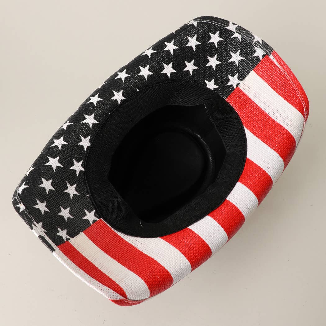 USA American Flag Straw Cowboy Hat