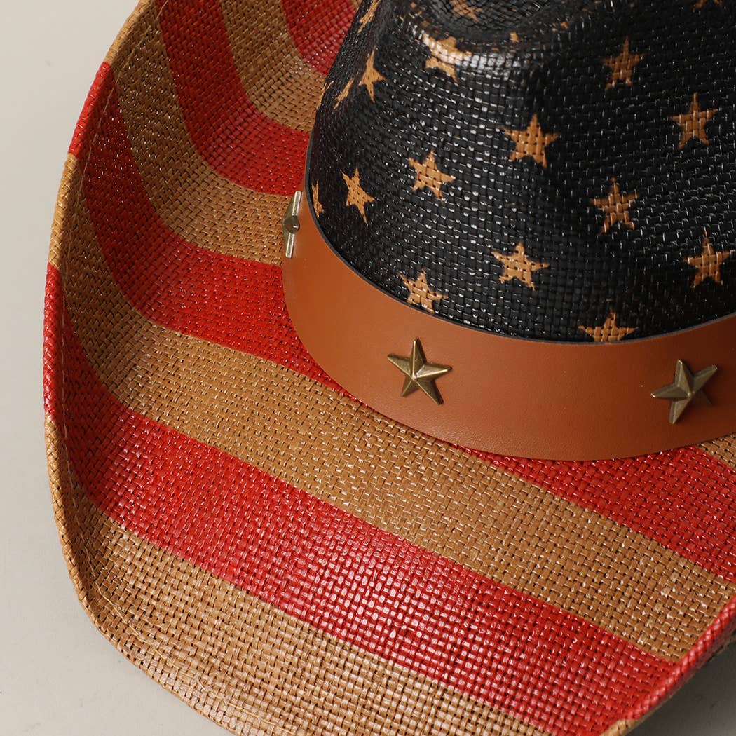 USA Stars Straw Cowboy Hat