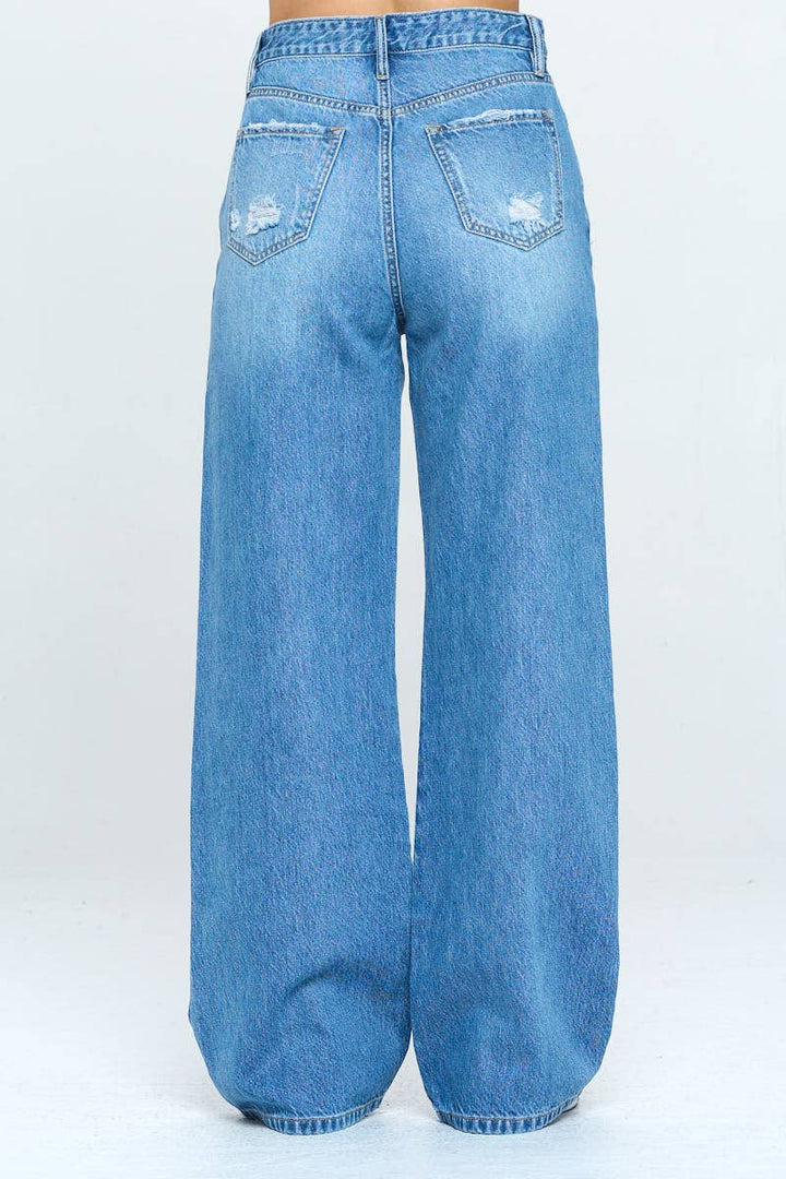 I&M Dark Wash - High Rise Wide Leg Denim Jeans