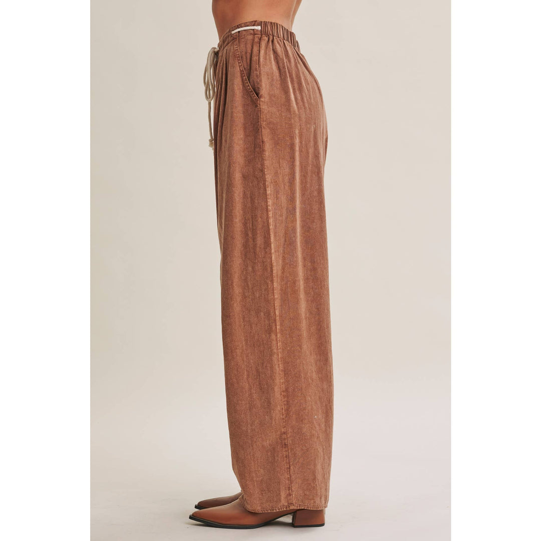 Easy Does It Mineral Wash Wide-Leg Pants - Vintage Camel