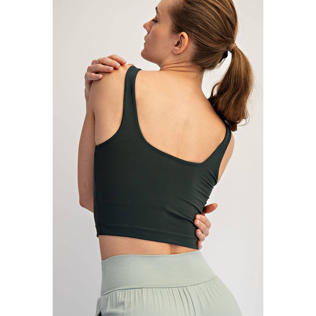 RAE MODE NYLON BUTTER SQUARE NECK CROPPED TANK - 2 colors!