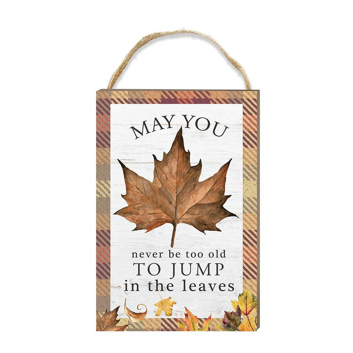 8x12 Jump in the Leaves Hanging Sign