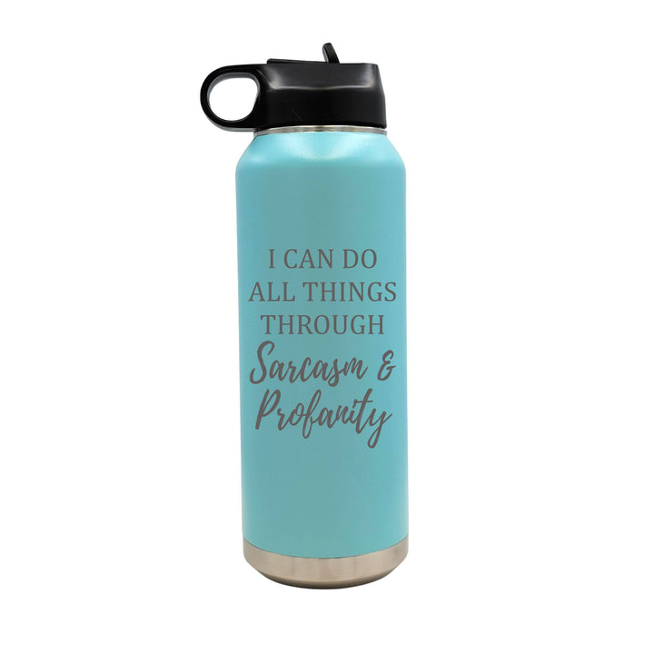 Sarcasm and Profanity Insulated Reusable Water Bottle