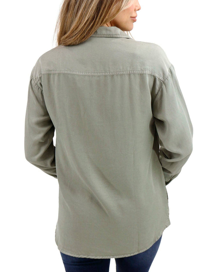 Grace and Lace Tencel™ Lyocell Utility Shirt Jacket in Sage