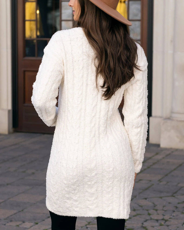 Cloud Cabled Sweater Dress in Cream