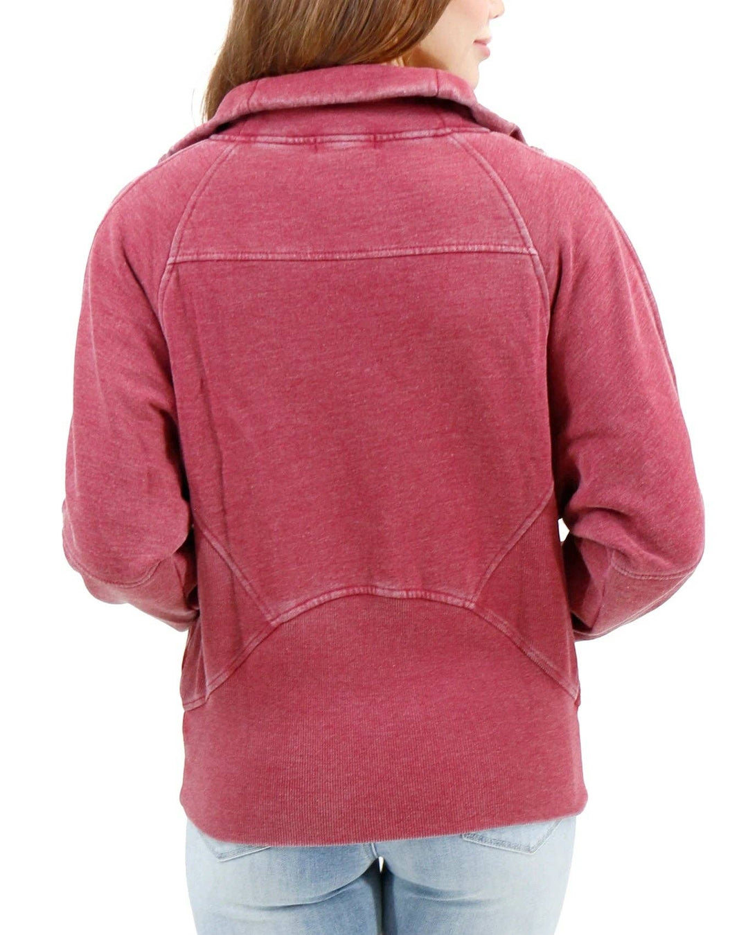 Grace and Lace Vintage Washed Zip Up Sweatshirt in Washed Red