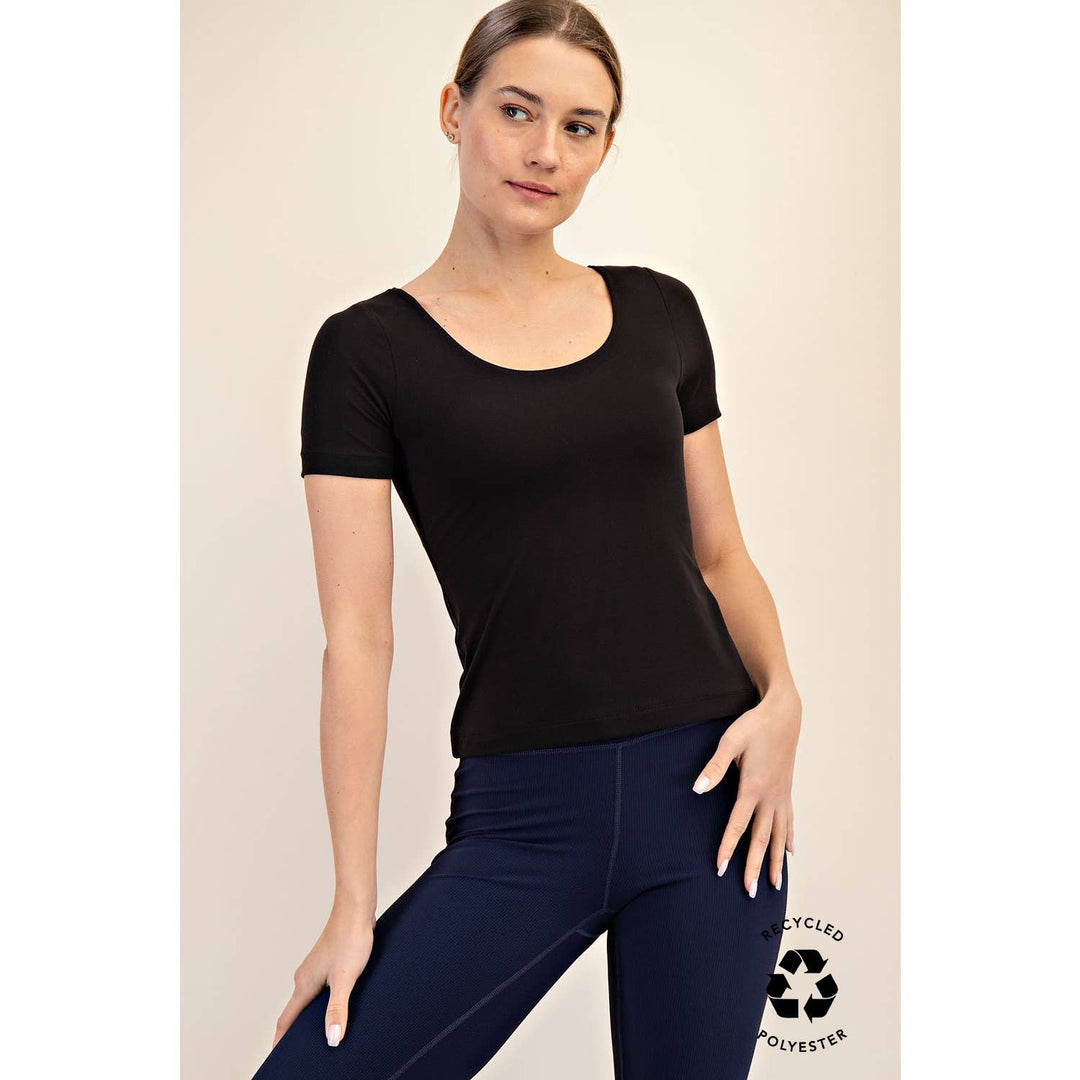 RAE MODE RECYCLED BUTTER ROUND NECK SHORT SLEEVE TOP - 2 COLORS