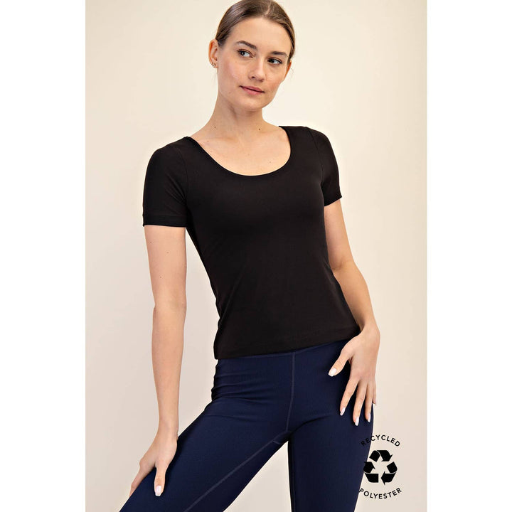 RAE MODE RECYCLED BUTTER ROUND NECK SHORT SLEEVE TOP - 2 COLORS